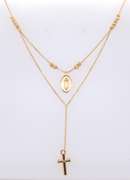 Italian 14KT Yelow Gold Beautiful Celestial Moon Lariat Style Rosary Necklace