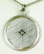 Sterling Silver Diamond Disk Pendant & Chain