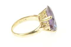 18K Yellow Gold 1940's Ornate Amethyst Statement Cocktail Ring