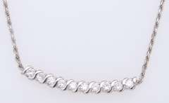 Vintage Italian Sterling Silver Cubic Zirconia Necklace