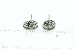 Oval Dark Silver Mine Cut Diamond Earrings with Diamond Accents
