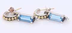 Sterling Silver Lagos Caviar Blue Topaz Drop Earrings