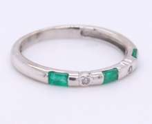 Favorite White Gold Emerald and Diamond Stackable Band