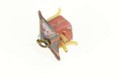 Gold Filled 3D Bulging Eyes Tribal Hut With Face Charm/Pendant