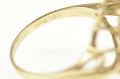 10K Yellow Gold Retro Citrine Lime Quartz Fanned Statement Ring