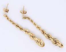 Gorgeous Yellow Gold Rope Dangle Earrings