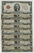 Lot of 8 Series of 1928 $2 Red Seal Notes