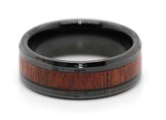 Mens Tungsten Band Ring with Wood Inlay