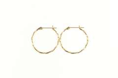 14K Yellow Gold Squared Twist Design 26.1mm Hoop Earrings