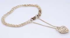 Vintage Sterling Silver Bracelet with Heart Shaped Locket Charm