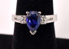 Tasteful Blue Sapphire Ring in 10K White Gold