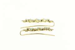 14K Yellow Gold Marquise Blue Topaz Curved CZ Drop Dangle Earrings