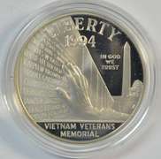 Special 1994 US Veterans 3-coin Silver Dollar Proof Set. COA