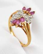 14k Marquise Ruby & Diamond Cluster