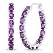 Plated Rhodium 4.80ctw Amethyst Earrings