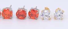 Group Lot of 4 Cubic Zirconia 925 Sterling Silver Stud Earrings