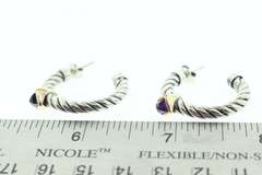 AUTHENTIC DAVID YURMAN STERLING AND 18K GOLD CLASSIC CABLE HOOP EARRINGS