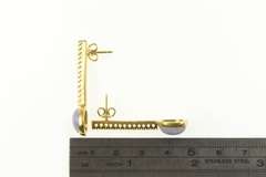 18K Yellow Gold Lilac Jade Diamond Bar Drop Dangle Statement Earrings