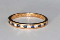 Natural Sapphire & Diamond Ring in 10k
