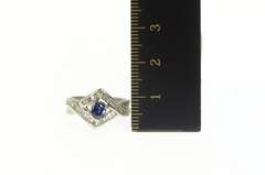 Platinum 0.97 Ctw Natural Sapphire Baguette Engagement Ring