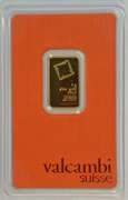 Valcambi Suisse pure .9999 fine Gold 5 gram bar sealed in card