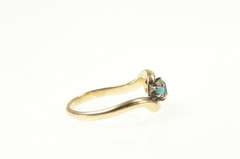 14K Yellow Gold Victorian Natural Emerald Turquoise Bypass Ring