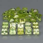 Princess cut! Unheated! 6.52ct Peridot set