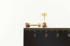 14K Yellow Gold Round Natural Ruby Solitaire Classic Stud Earrings