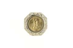 14K Yellow Gold 0.50 Ctw Diamond American Eagle $5 Gold Coin Ring