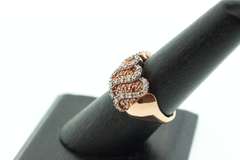 LADIES 14K ROSE GOLD AND DIAMOND WAVE RING