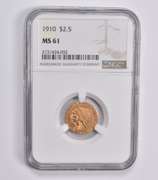 MS61 1910 $2.50 Indian Head Gold Quarter Eagle NGC
