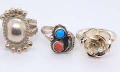Vintage 925 Sterling Silver Group Lot of 4 Rings
