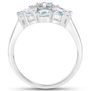 Plated Rhodium 1.8ctw Aquamarine and White Topaz Ring