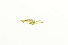 14K Yellow Gold Mini Diamond Cut Jumping Dolphin Animal Charm/Pendant