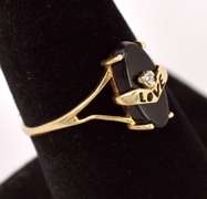Romantic Black Onyx Ring in Yellow Gold
