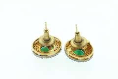 Forest Green Emerald Earrings with Rich Gold Plated Silver and Diamond Accents