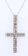 Fantastic White Gold Single Cut Diamond Cross Pendant on Chain