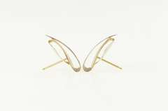 14K Yellow Gold Two Tone Geometric Abstract Statement Stud Earrings