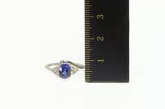 10K White Gold Syn. Blue & White Sapphire Cluster Engagement Ring