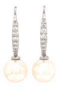 New Gabriel & Co Diamond and Pearl Dangle Earrings
