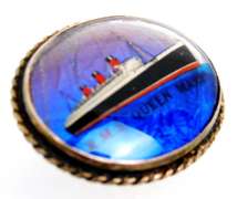 Early RMS Queen Mary Handpainted Butterfly Wing Pin