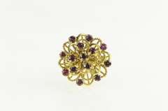 12K Yellow Gold 2.10 Ctw Natural Ruby 1960's Petal Cocktail Ring
