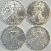 4 Diff. Superb Gem BU $1 Silver Eagle coins 2000 to 2004
