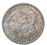 1921-S Morgan Silver Dollar Rainbow Toned