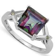 2.21 CT MYSTIC GEMSTONE & DIAMOND 925 STERLING SILVER RING