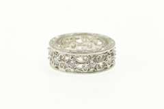 Sterling Silver Elaborate Filigree Ornate Wedding Band Ring