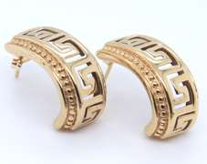Pleasing Yellow Gold Greek Key Earrings