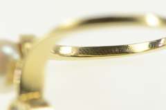 14K Yellow Gold Pearl VS Diamond 1960's Bypass Statement Ring
