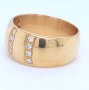 Modern and Sleek 18kt Yellow Gold 4 Row Diamond Striped Wide Band