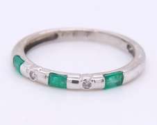 Favorite White Gold Emerald and Diamond Stackable Band